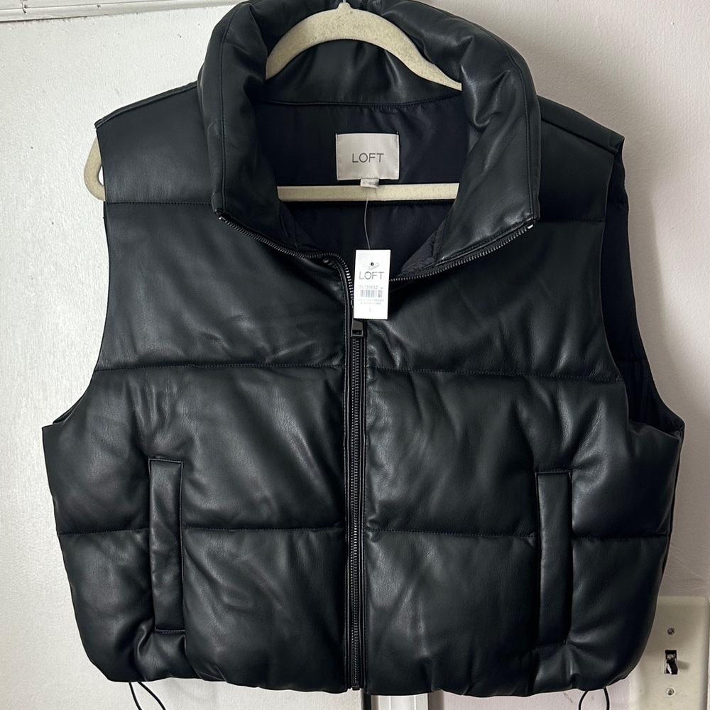 NWT LOFT  Faux Leather Puffer Vest